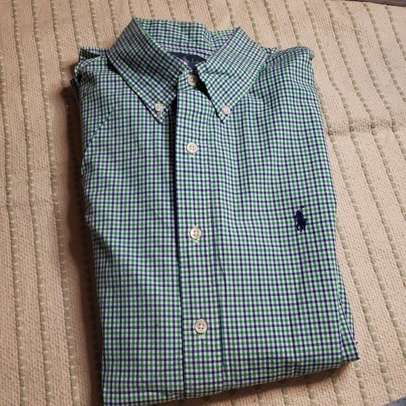 Ralph Lauren Other - Ralph Lauren men's green/blue/white thin stripe button down longsleeve large